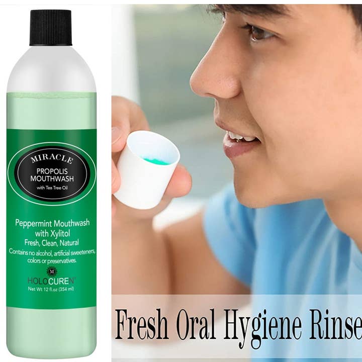 Holocuren Miracle Body Care and Tools - Wholesale Mouthwash - Miracle Propolis Mouthwash w/Tea Tree Oil, 12oz No Fluoride2