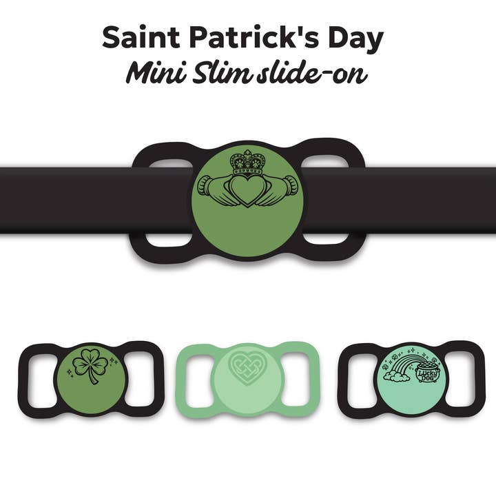 Mini Slim Etiqueta de Identificación para Mascotas de Silicona Deslizante | Día de San Patricio para venta al por mayor de Besties Pets