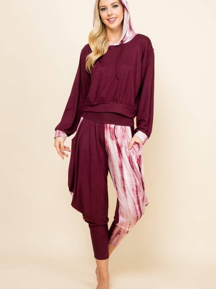 Kooniez Set - Burgundy Marble Tie-Dye Patchwork for wholesale by Kooniez