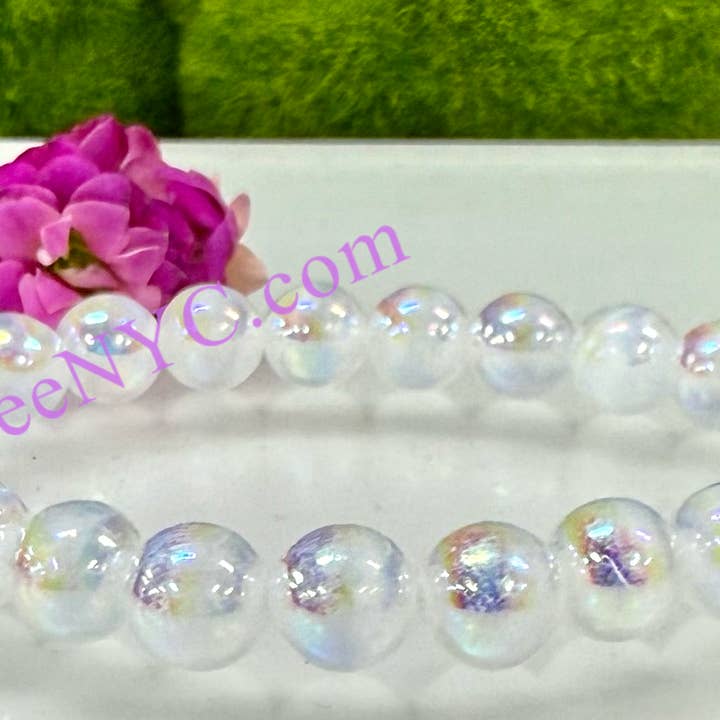 KayleeNYC - Wholesale Beaded Bracelet - Angel Aura Selenite 8mm 7.5” Stretch Bracelet3