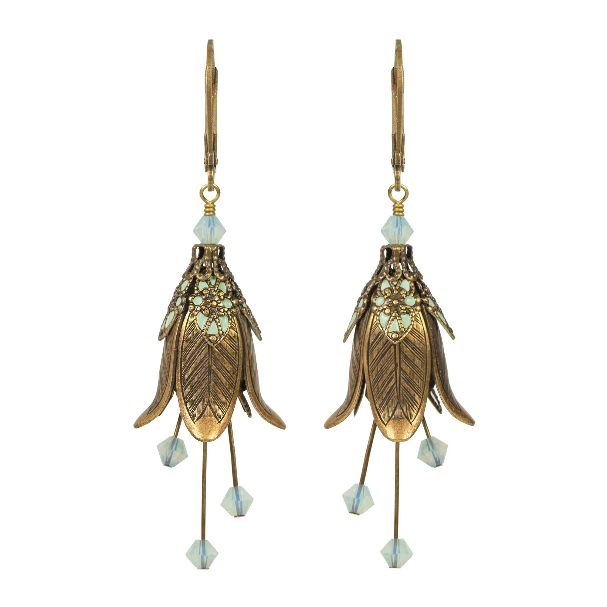 NoMonet – wholesale Dangle earrings – Flower Fairy: Painted Mystic Lily Flower Earrings w Crystals6