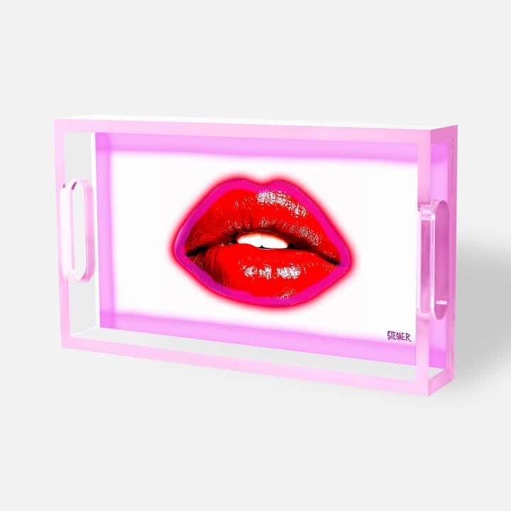 David Stesner ArtHouse - Wholesale Decorative tray - NEW! Neon Kiss: White