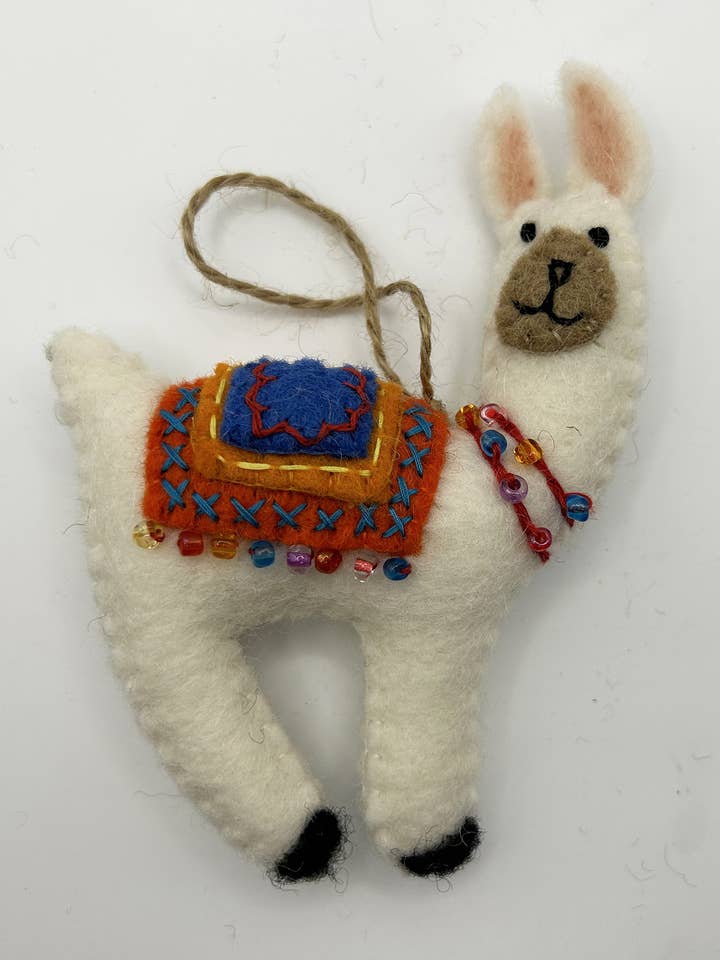 Felted Wool "Llama Larry" ornament for wholesale by cerruti home