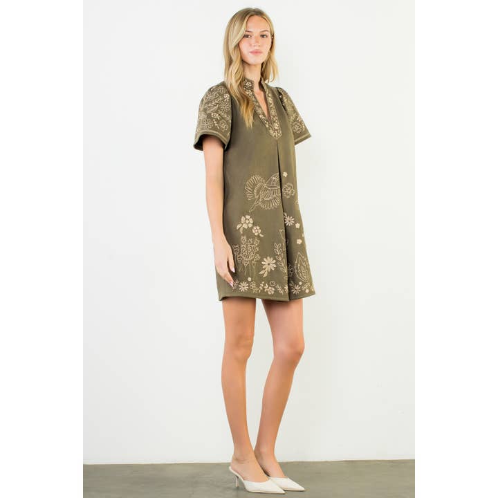 THML - Wholesale Dress - Women's - Short Sleeve Embroidered Detail Dress12