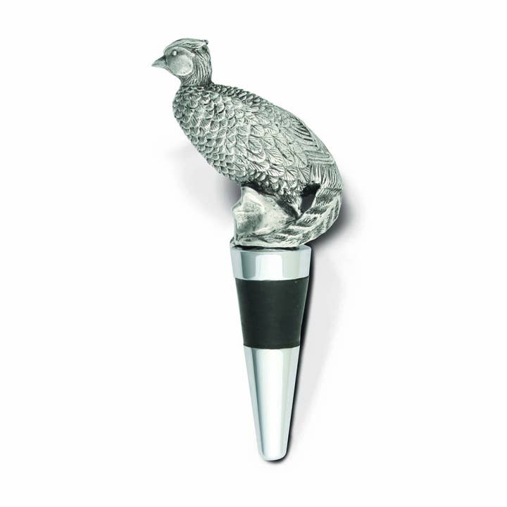 Pewter Pheasant Bottle Stopper for wholesale by Vagabond House