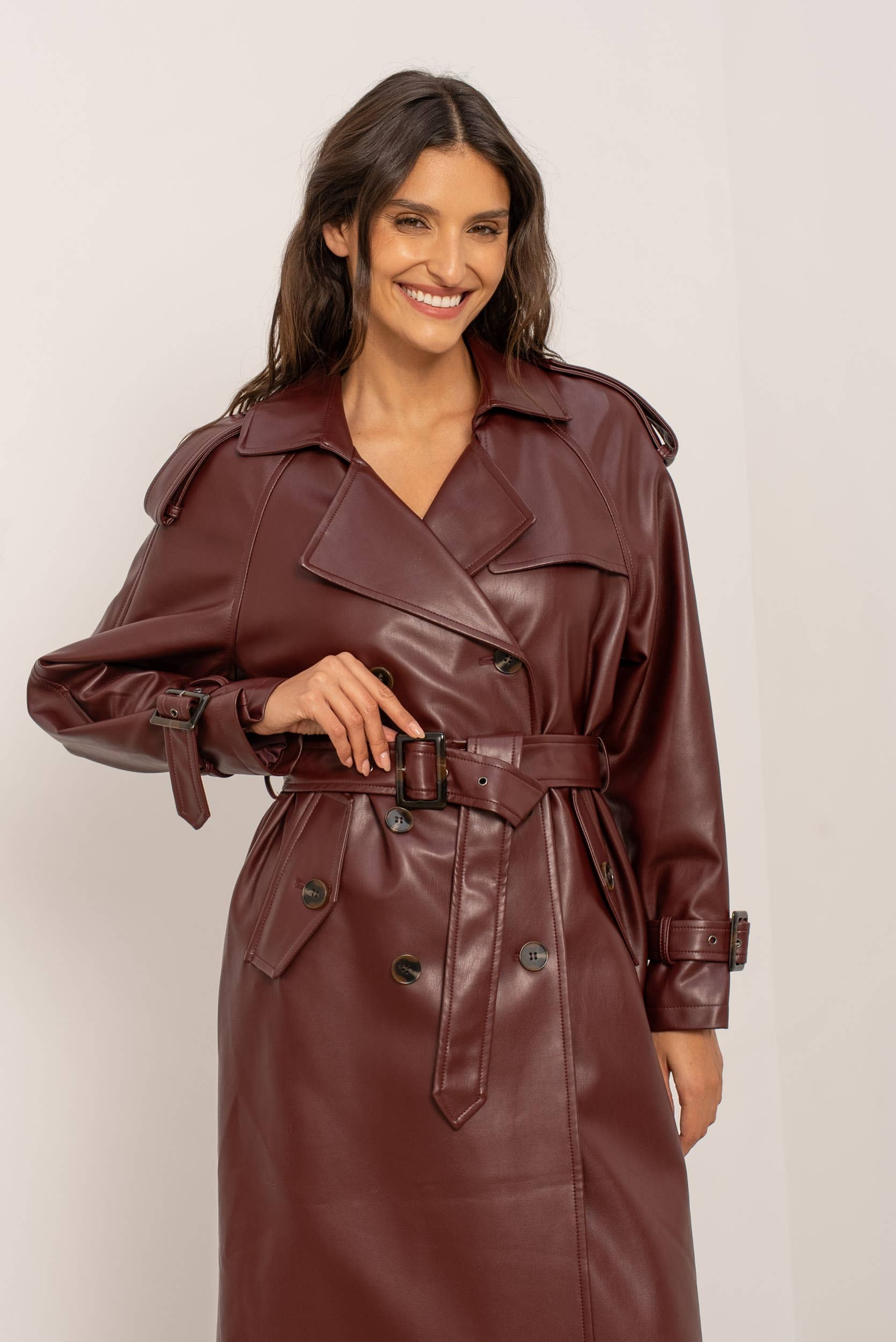 Attentif Paris - Wholesale Trench Coat - Women's - Long vegan leather trench coat24