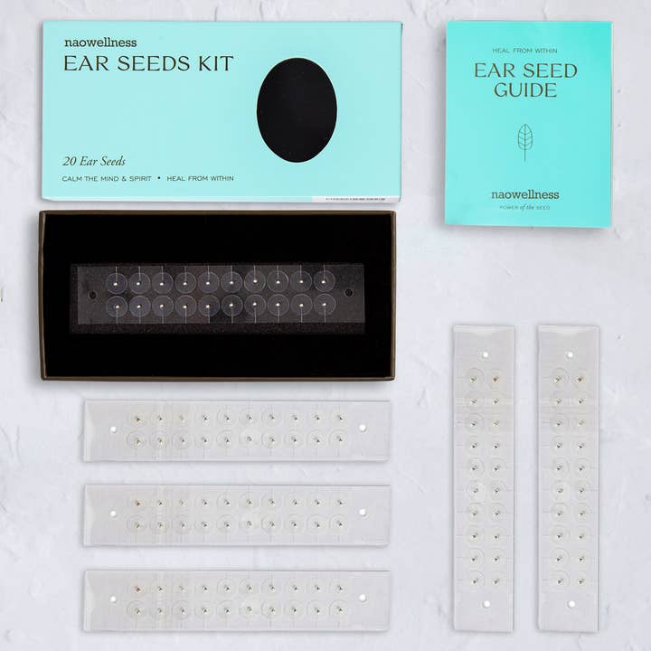 Silver 20-PC Ear Seed Kit + 5 Silver Ear Seed Strips for wholesale by NAO Wellness