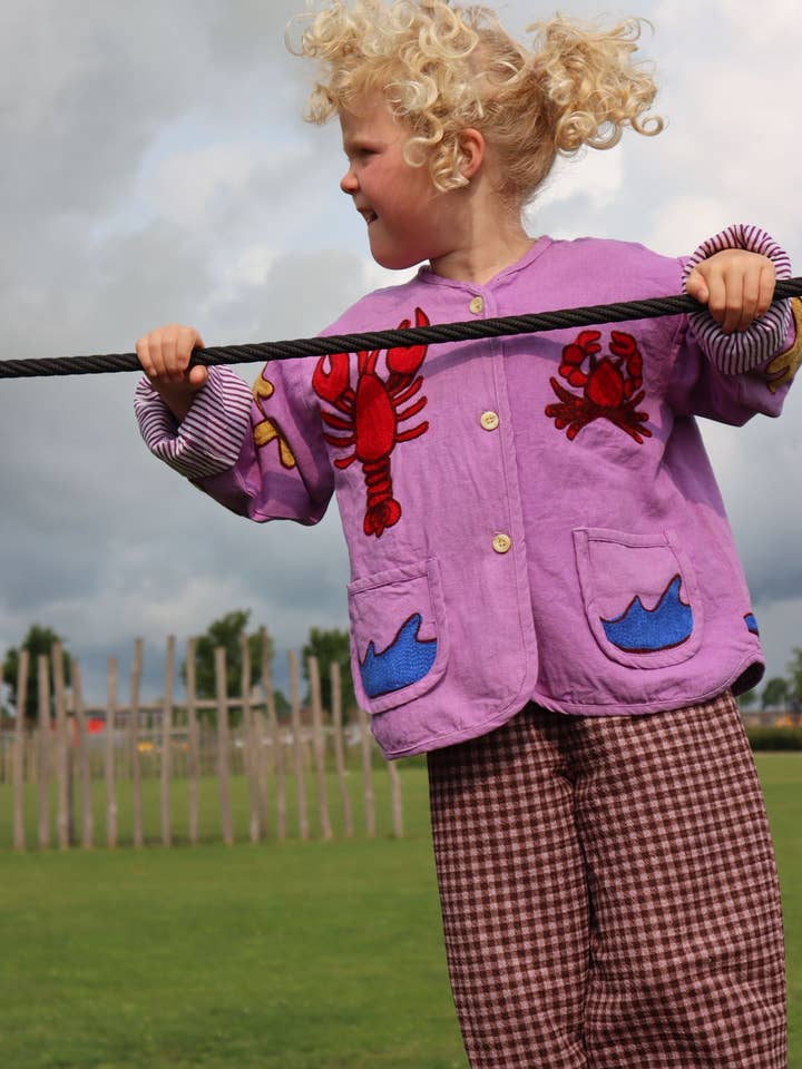 Katoenen borduurjack krab KINDEREN for wholesale by ToutVintage