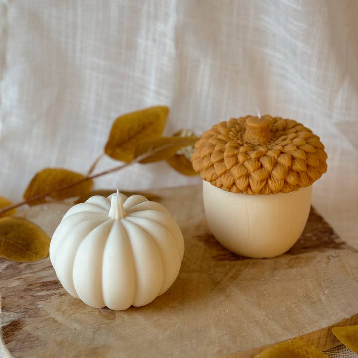 My Milky Candle – Engroshandel Gavelys – Håndlavet valnødlys lavet af rapsvoks, duft efter eget valg2