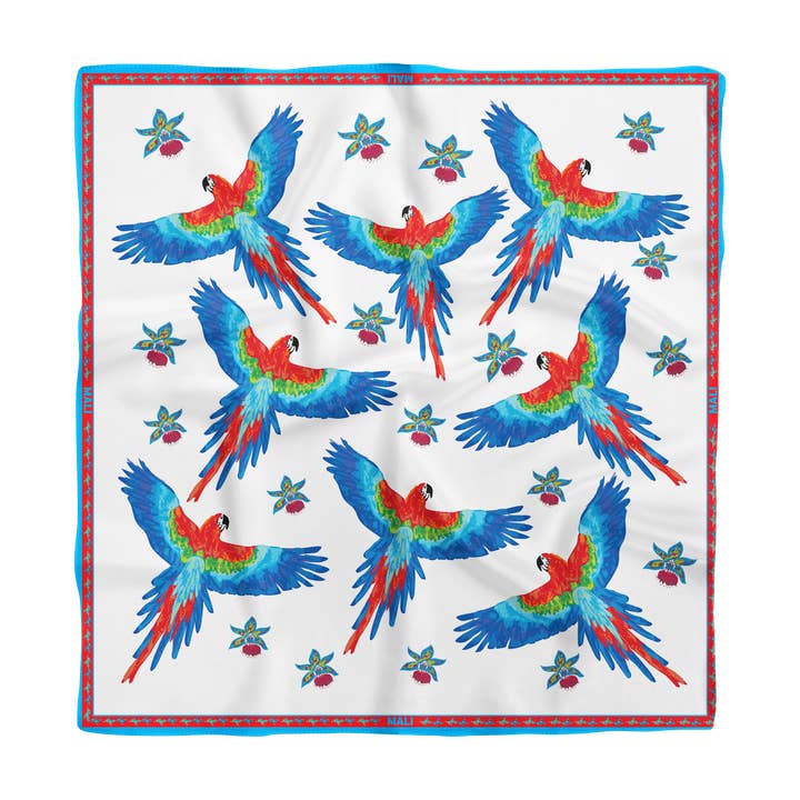 Ritmos da Floresta Tropical - Lenço de Seda Arara por atacado de Mali Collection