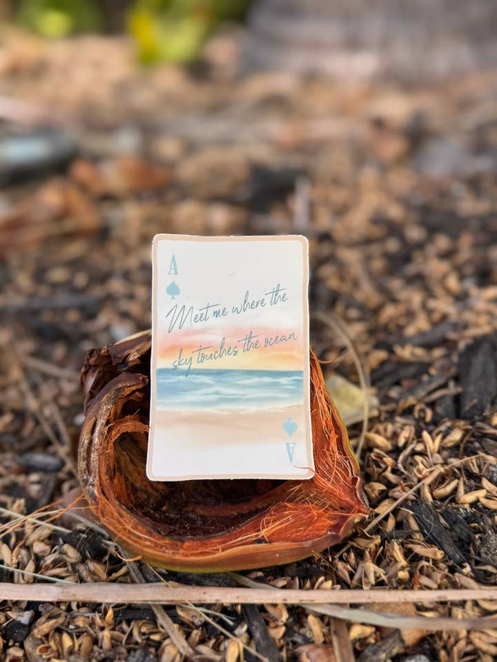 Meet me where the sky touches the Ocean Sticker for wholesale by Art By Hayle