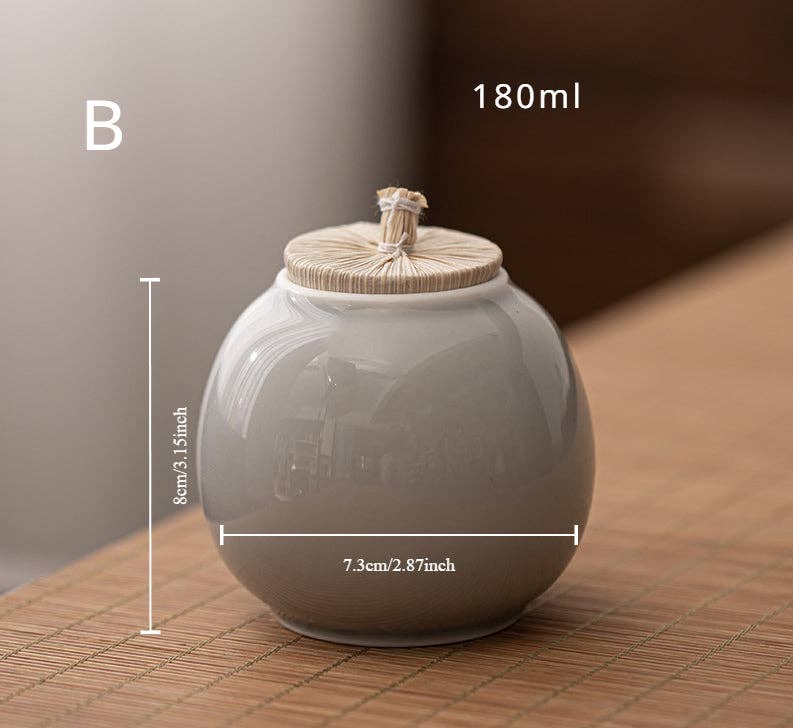 Gohobi （We cover U.S. import duties） - Wholesale Jar - Gohobi Ceramic Tea Storage Jars Ice Grey (Straw Lid)1