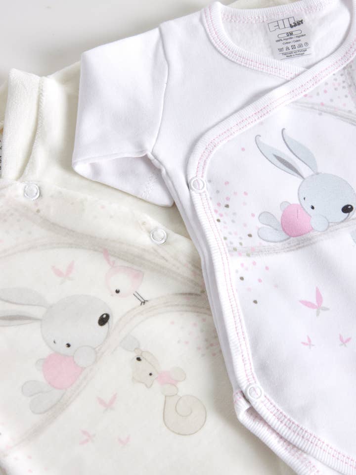 Amorim Gerações, LDA - Wholesale Bodysuit Set - Baby - Four-Piece Printed Cotton Set Friends Chatting 0565s1