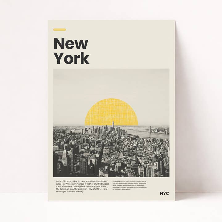 AFFICHE COUCHER DE SOLEIL À NEW YORK pour la vente par PurePeach Studio