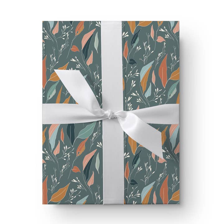 Serenity Flow Leaves Sage Green Wrapping Paper for wholesale by Kartoti Designs
