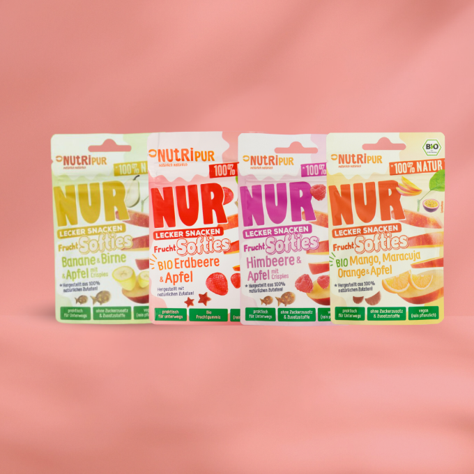 NutriPur - Wholesale Fruit Snacks - Only fruit Softies banana + pear + apple 35g5