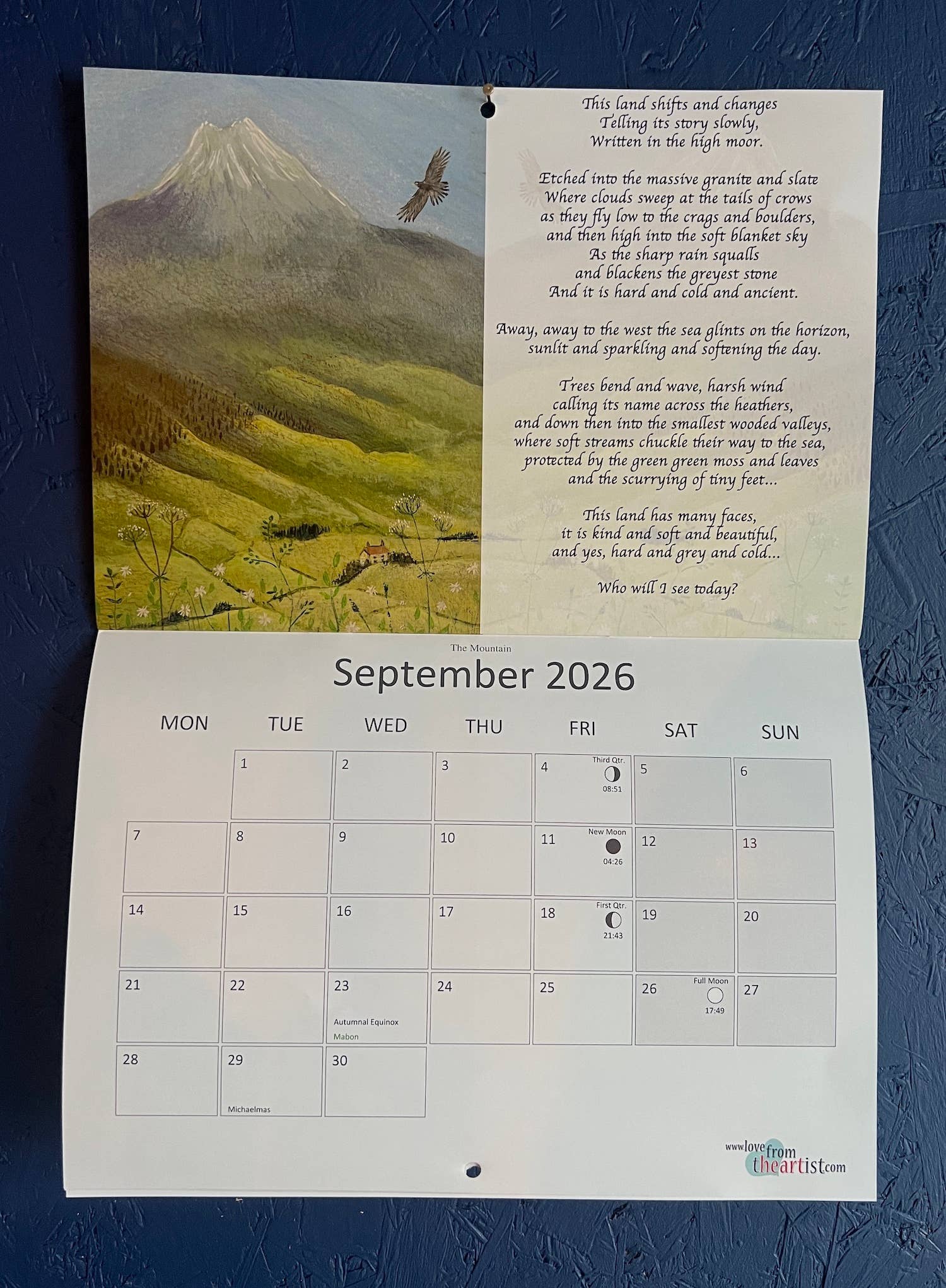 Hannah Willow Art - Wholesale Calendar - Hannah Willow 2026 words and images calendar3