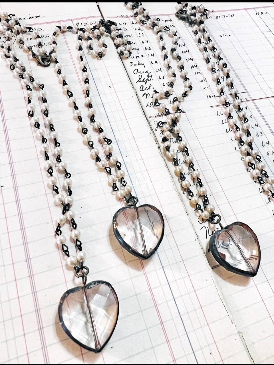 Vintage Bliss - Wholesale Pendant/Charm Necklace - Soldered Mini Glass Heart Beaded Chain Necklace 2