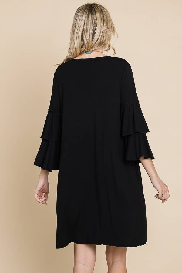 Culture Code - Wholesale Dress - Women's - CAD1410Q - V-NECK RUFFLE SLEEVE A-LINE DRESS2