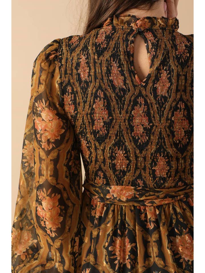 Black A printed woven midi dress - ID21816 for wholesale on Faire