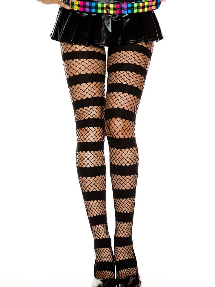 Music Legs Horizontal Strip Fishnet Pantyhose ML50061 for wholesale by Lingerie Mart