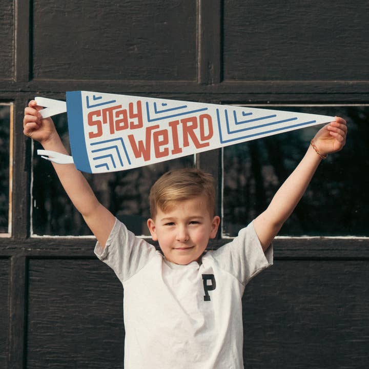 Stay Weird Felt Pennant for wholesale by Benoit's Design Co.