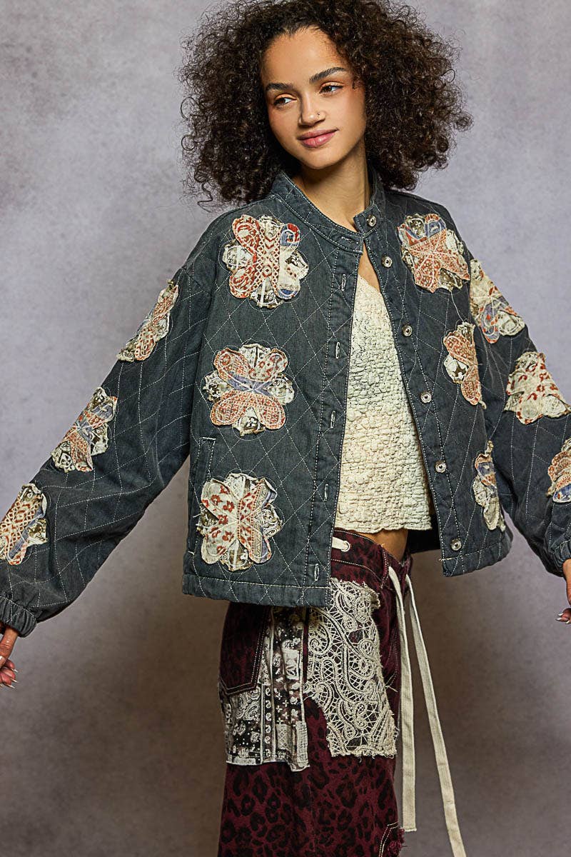 Pol Clothing - Wholesale Jacket - Women's - Mock neck balloon sleeve oversized fit quilted Jacket24