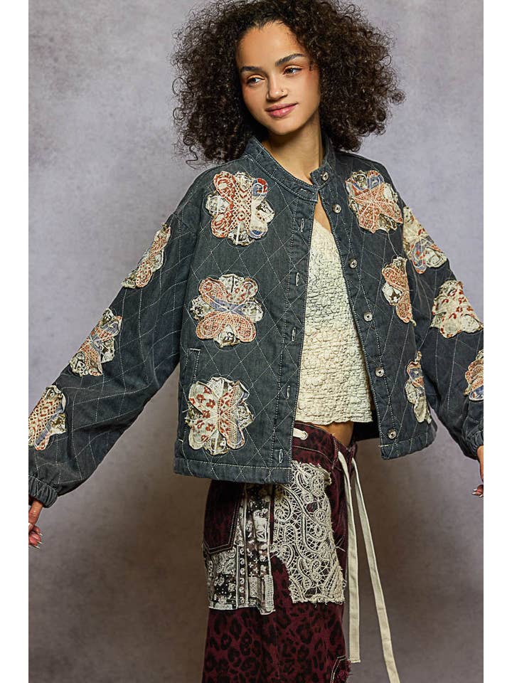 Pol Clothing - Wholesale Jacket - Women's - Mock neck balloon sleeve oversized fit quilted Jacket24