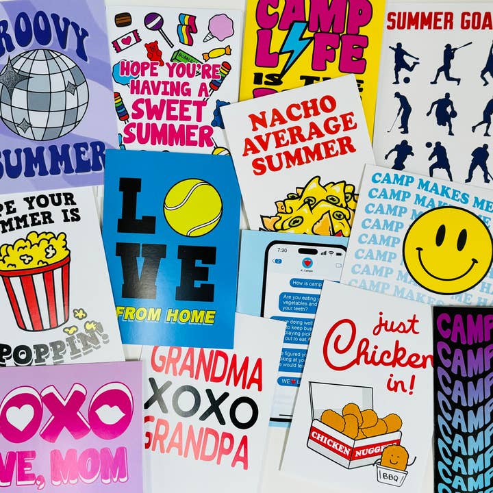 Camp Greeting Card Assortment of 144 (24 styles) for wholesale by Sunny Marshmallow
