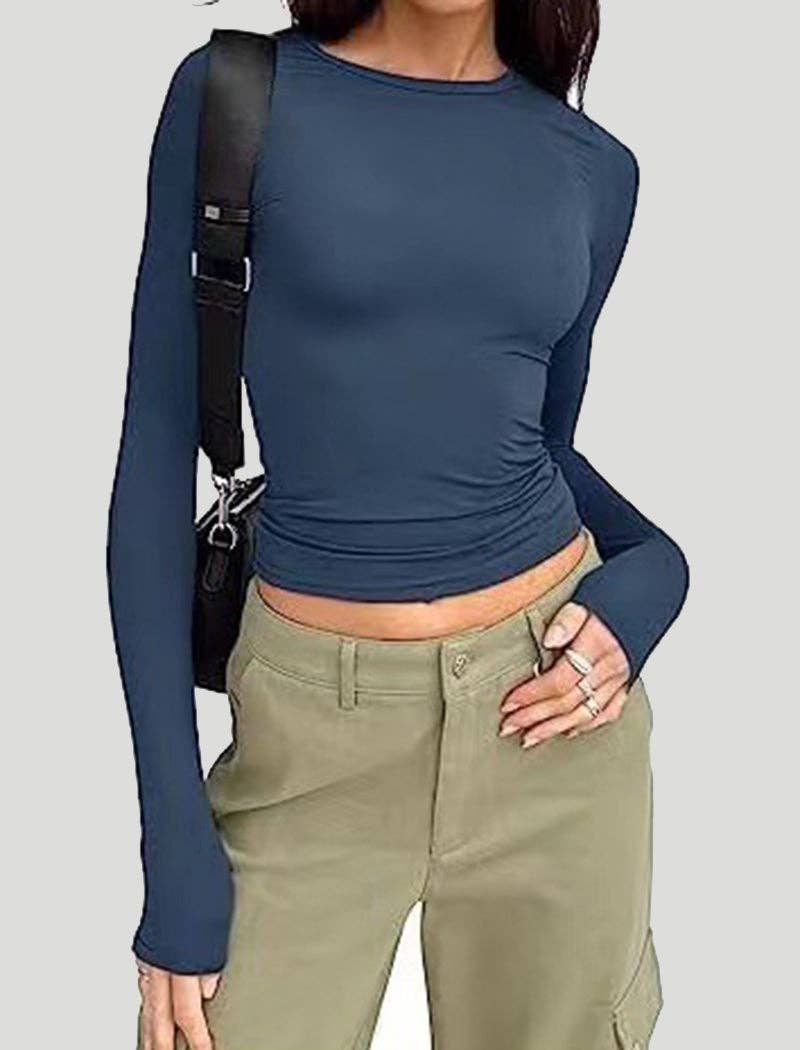 safistyle - Wholesale Knit Top - Women's - Long-Sleeve Crew Neck Crop Top5