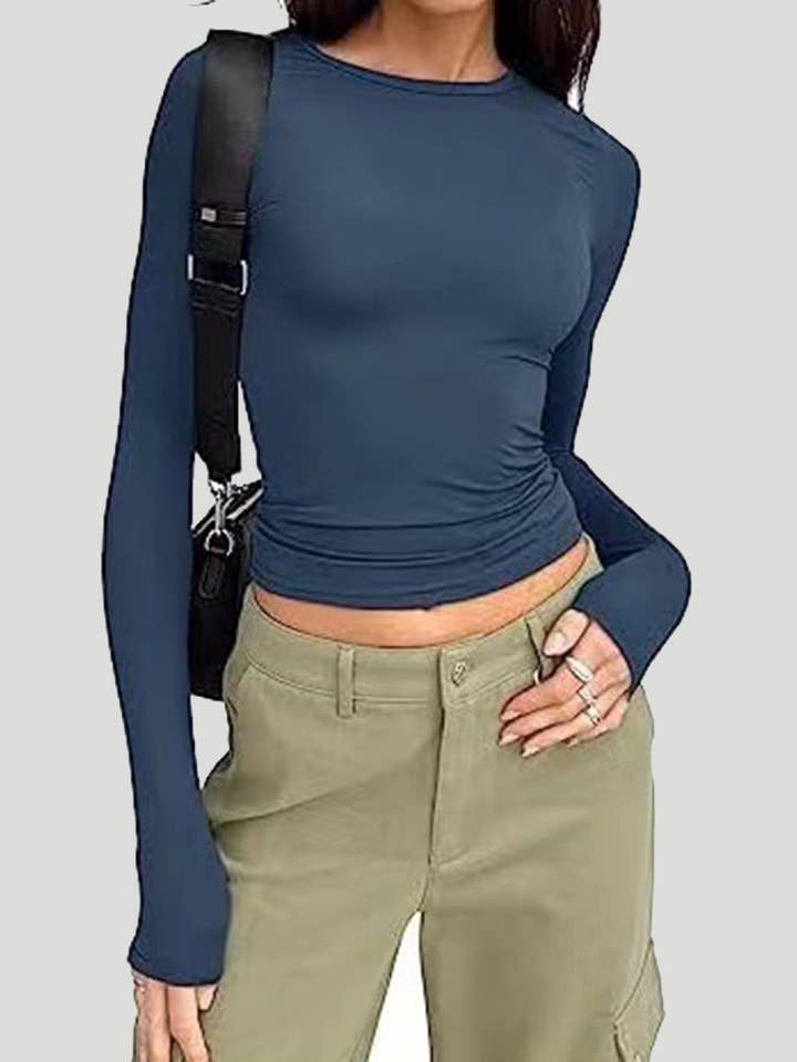 safistyle - Wholesale Knit Top - Women's - Long-Sleeve Crew Neck Crop Top5