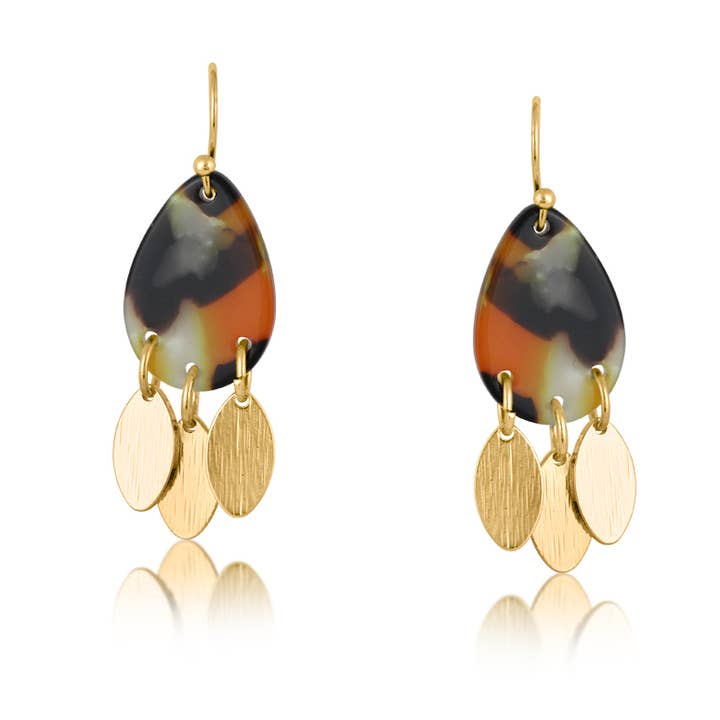 Hortense Metal and Resin Tribal Dangle Earrings for wholesale by Big Metal London