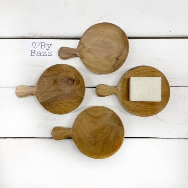 ByBazz - Wholesale Dienblad - Houten schaaltjes met steel, veelzijdig te gebruiken0
