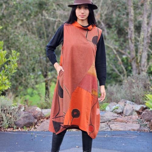 DJ-17239 Abito senza maniche con cappuccio - Rust per la vendita all'ingrosso da parte di YAZA