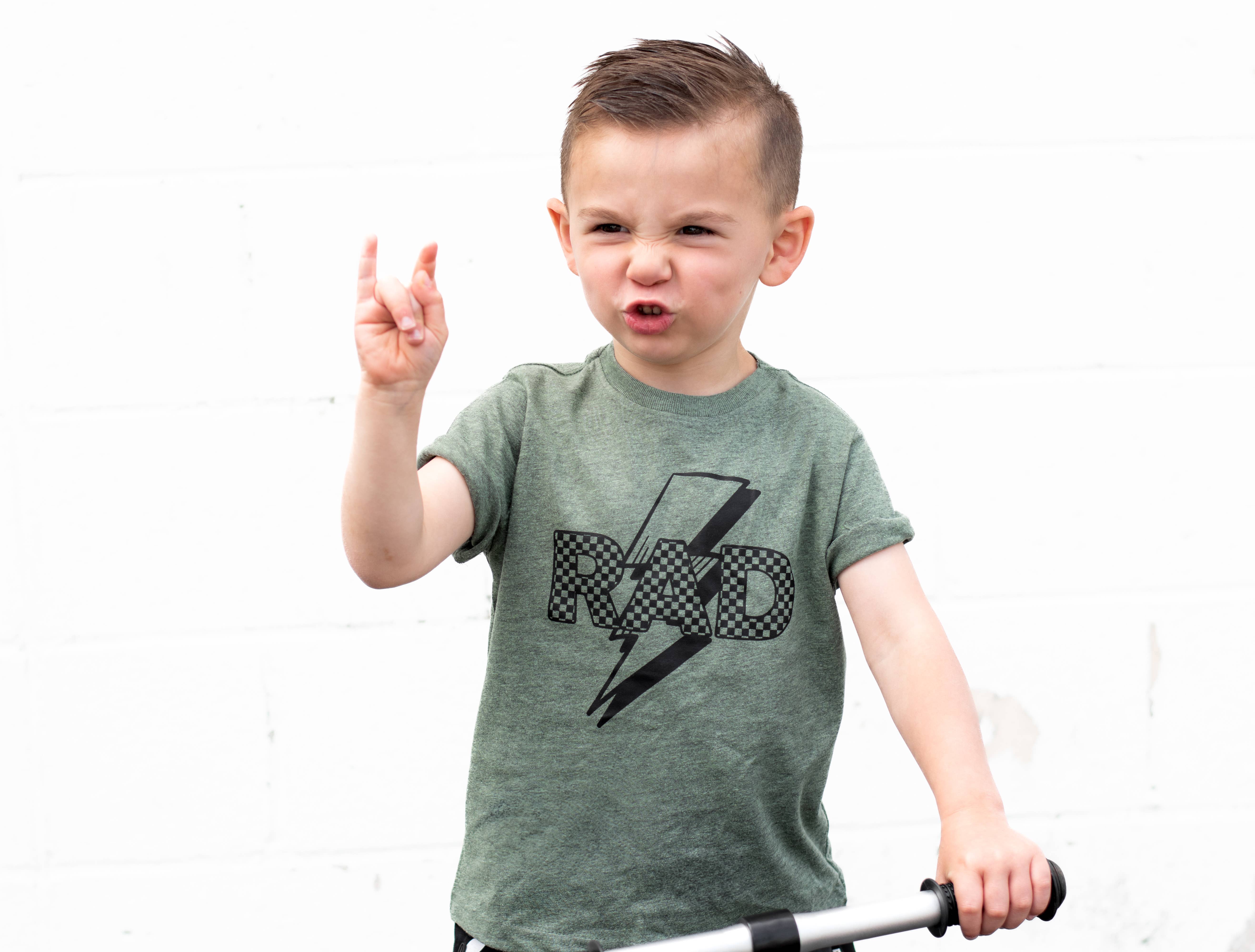 Holland Ave Clothing - Wholesale Screen Printed T-Shirt - Kids - Rad | Boys Lightening Bolt and Checkered Shirt3
