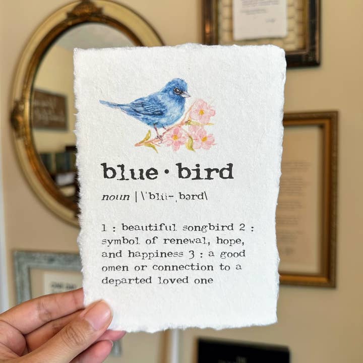 Alison Rose Vintage – wholesale Konsttryck – bluebird definition tryck på handgjort papper