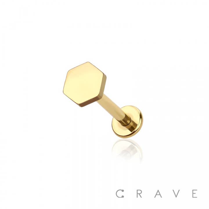 CRAVE BODY JEWELRY - Wholesale Stud/Post Earrings - HEXAGON TOP 316L SS LABRET/MONROE/CARTILAGE STUDS