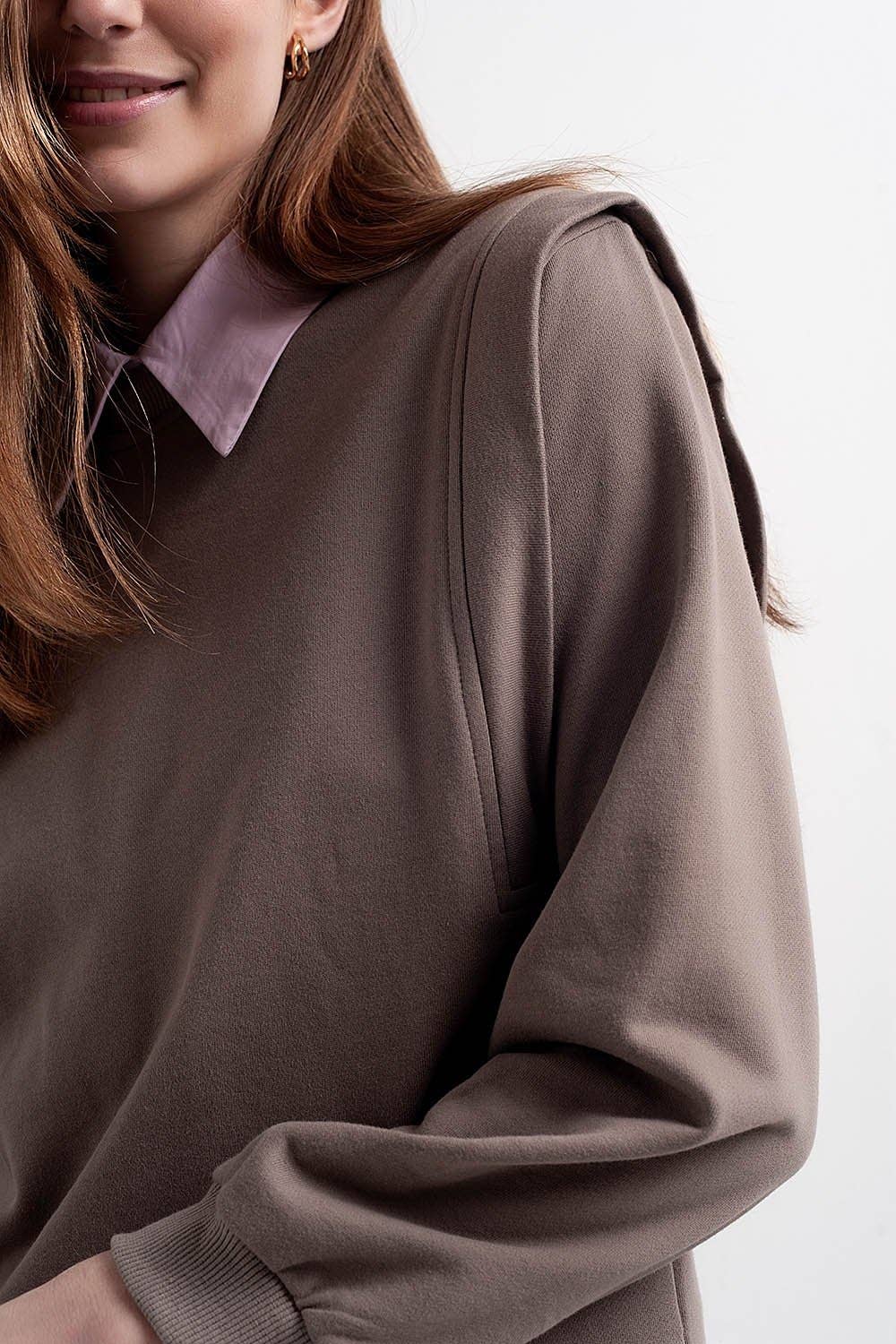 Grey Boyfriend sweatshirt with shoulder details in gray for wholesale on Faire4