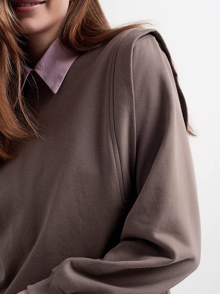 Grå Kæreste sweatshirt med skulder detaljer i grå for engroshandel på Faire4