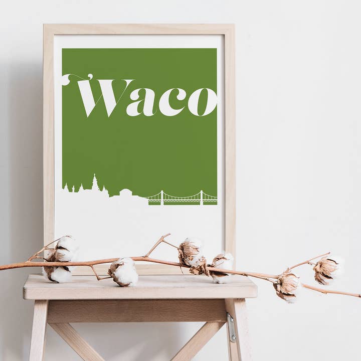 Paperfinch Design - Wholesale Art Print - Waco Texas retro inspired skyline art print1