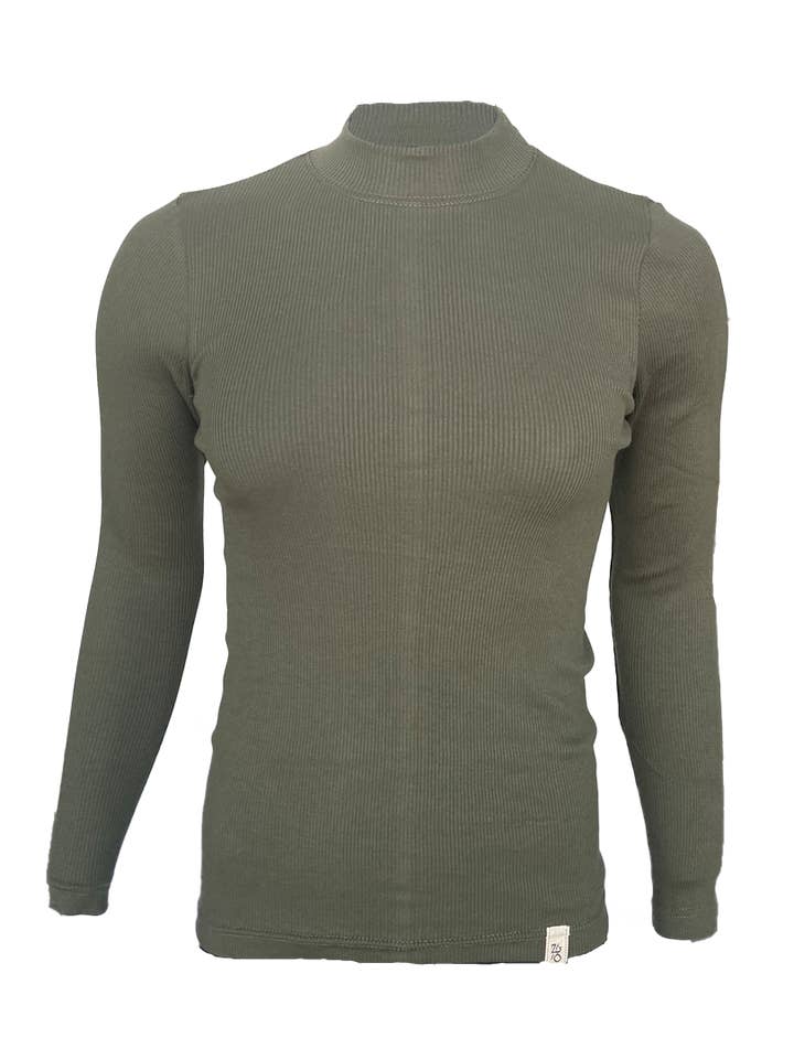 Maglia a maniche lunghe TOTO verde per la vendita all'ingrosso da parte di Grenzgang - slow womens fashion made in the Alps