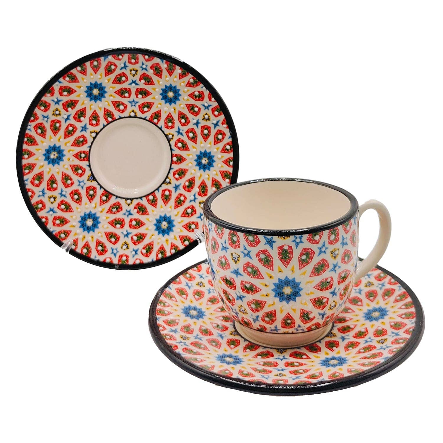 Etnico del Mondo - Wholesale Coffee/Tea Cup - Set of 6 Decorated Turkish Ceramic Coffee/Cappuccino Cups #26