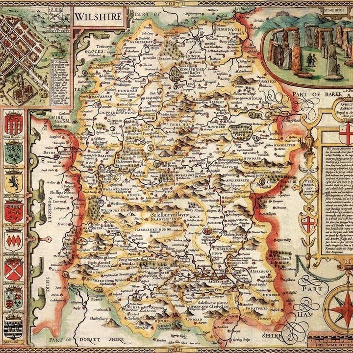 Wiltshire Historische kaart 1000 stukjes legpuzzel (1610) voor wholesale door Map Marketing Limited