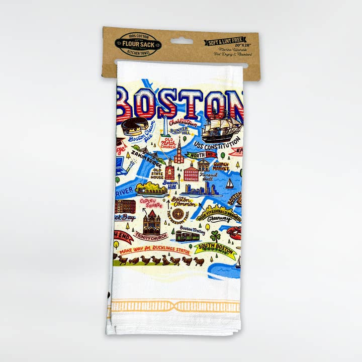 Commonwealth Souvenirs - Wholesale Tea Towel - Boston Vintage Map Tea Towel