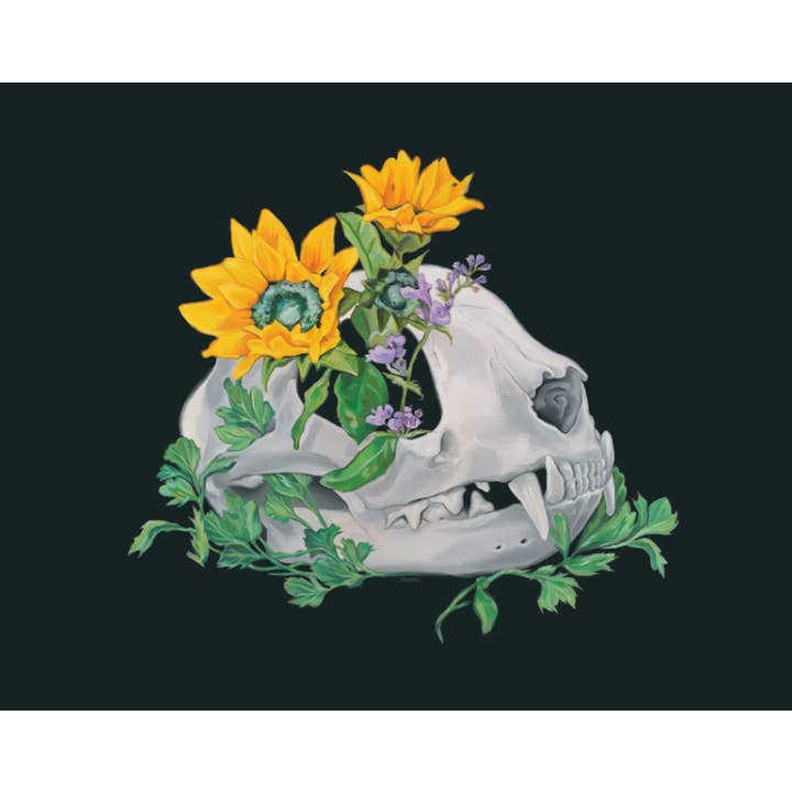 Donkergrijs Tivali Cat Skull bloemenkunstdruk voor groothandel op Faire