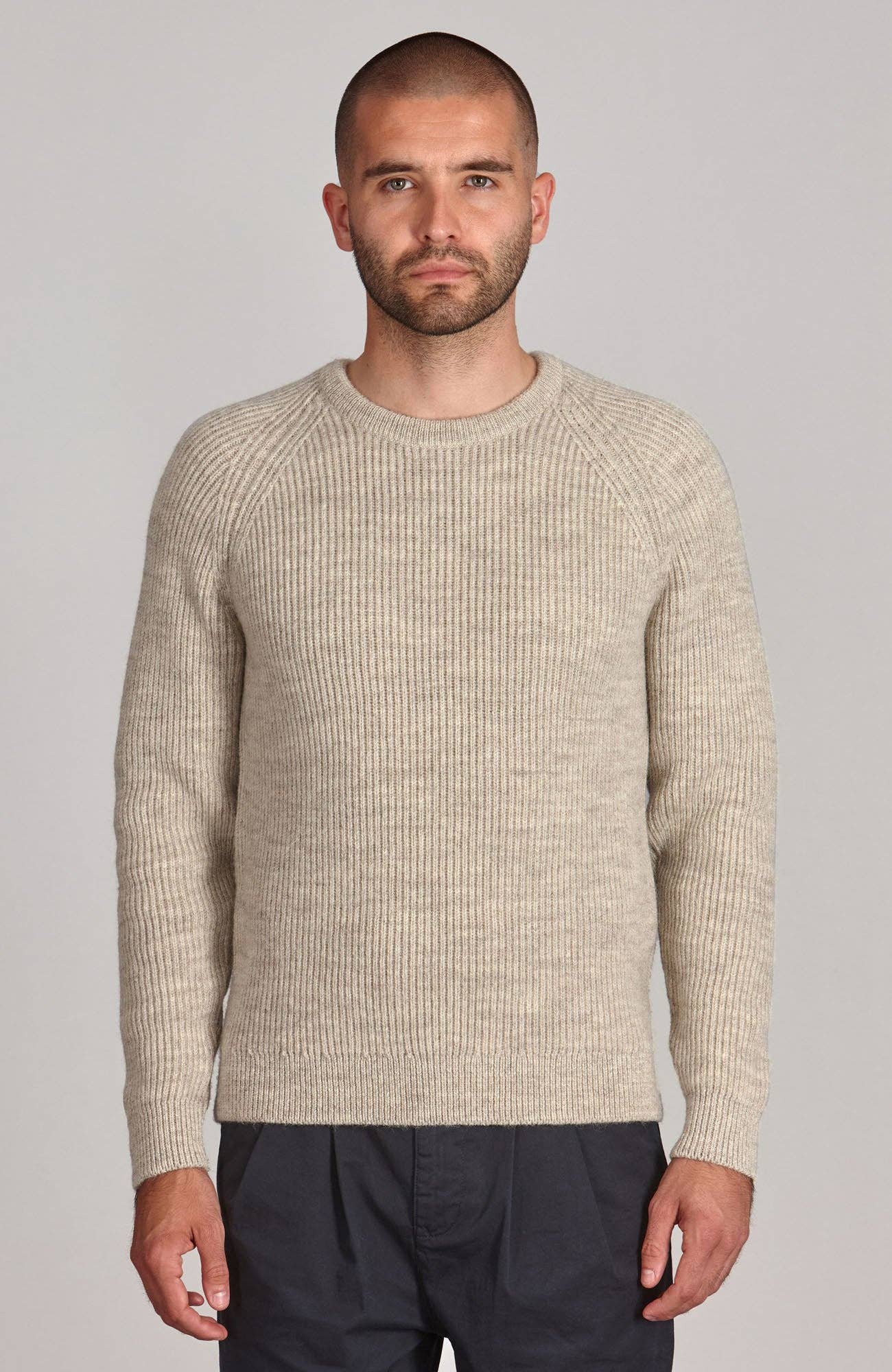 Wholesale Mens Sheepsoft British Wool Fisherman Rib Knit Jumper