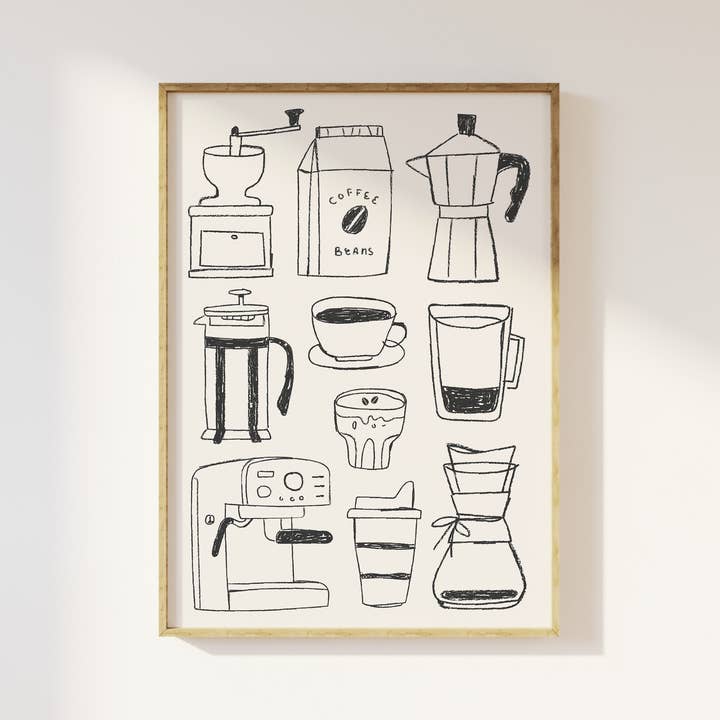 Choses de café Impression noire pour la vente par April Lane Art