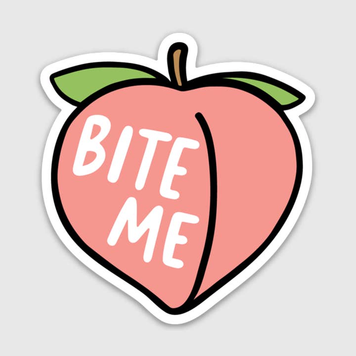 Peach Bite Me Sticker for wholesale by Brittany Paige