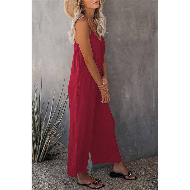 FurDecoration - Wholesale Jumpsuit - Women's - Wide-Leg Spaghetti Strap Loose-Fit Jumpsuit15