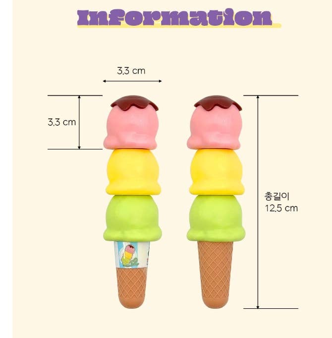 K-Wonderland - Wholesale Highlighter - Ice Cream Cone Highlighter Pen – 3 Colors in One!9